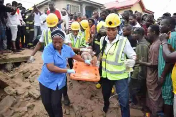 5-Year-Old Girl Rescued From Collapsed Building In Lagos (See Photos)
